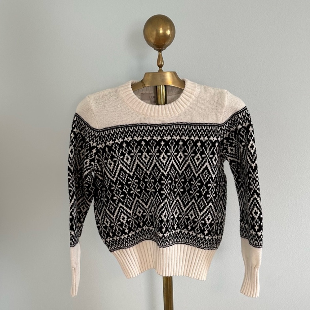 J.Crew Black and White Fair Isle Sweater